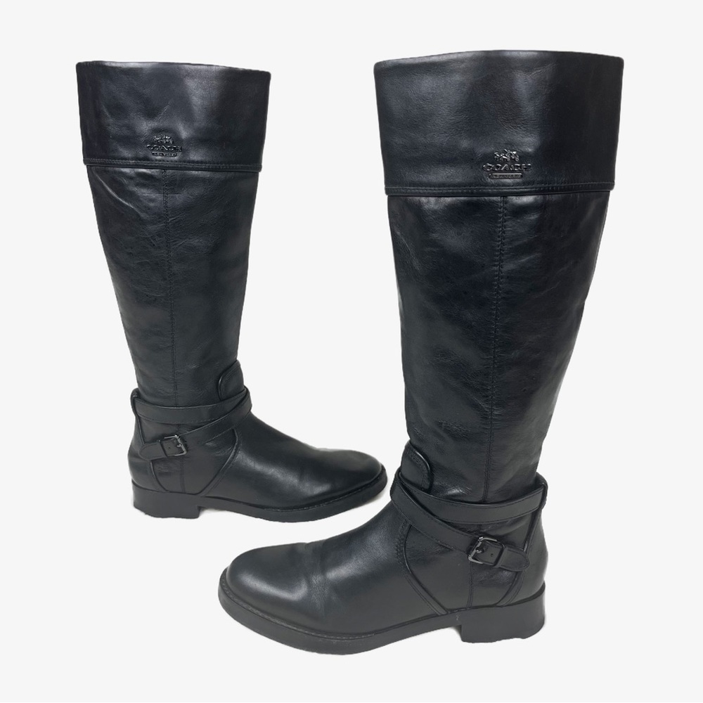 COACH LEATHER ELM KNEE HIGH BOOTS IN BLACK SIZE 6.5 - Picture 5 of 16